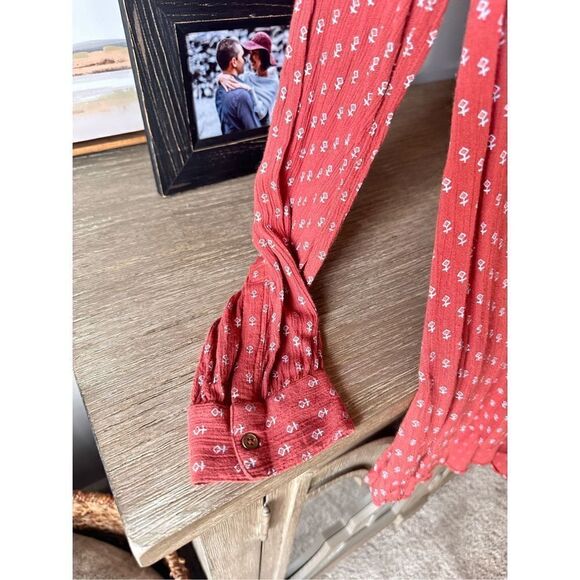 C14 Free People Print Boyfriend High Low Tunic Top Size XSmall - Picture 5 of 7